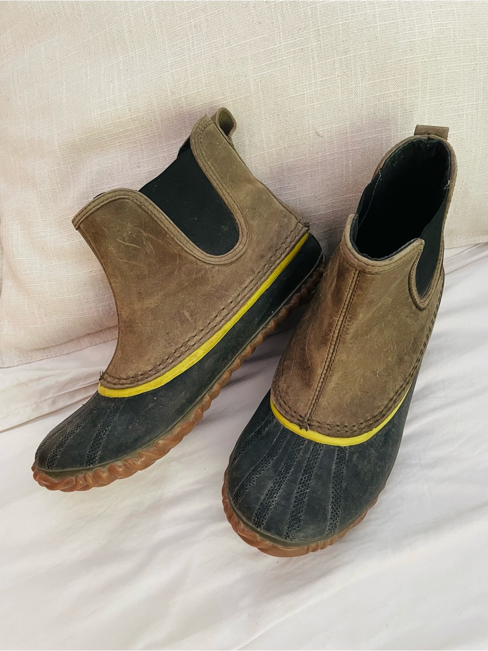 Sorel Brown, Black & Yellow Chelsea Duck Boots